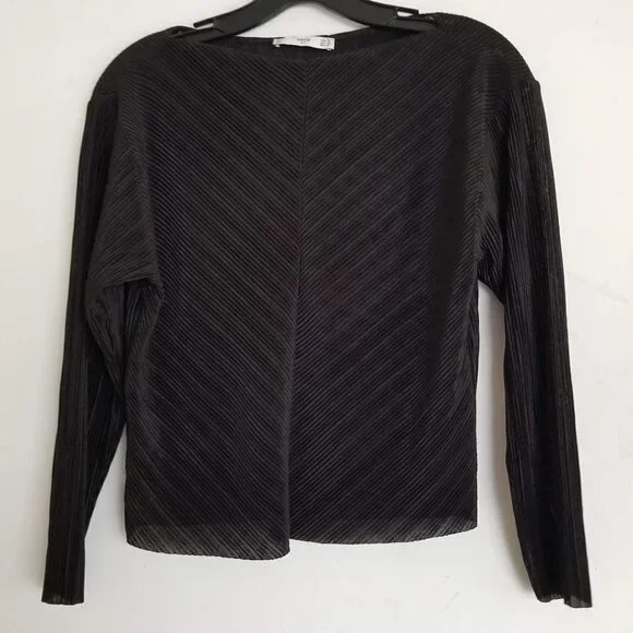 MNG Mango Suit Long Sleeve Ribbed Striped Top Shirt XS - Picture 8 of 8